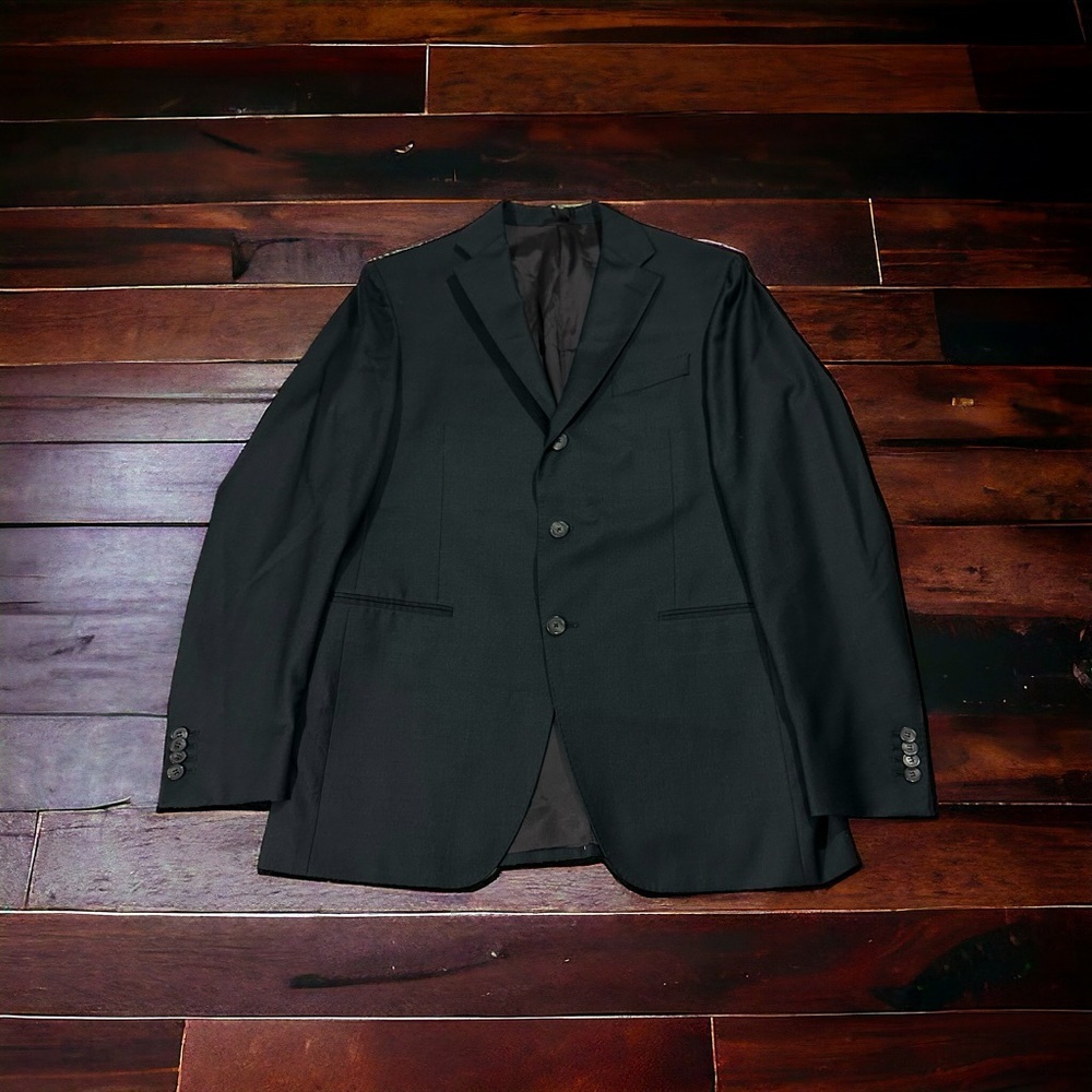 Proper Cloth Italy Made Super 130s Wool Charcoal 3 Button Suit Jacket Size 42L